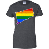 Connecticut Rainbow Flag LGBT Community Pride LGBT Shirts  G200L Gildan Ladies' 100% Cotton T-Shirt