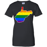 West Virginia Rainbow Flag LGBT Community Pride LGBT Shirts  G200L Gildan Ladies' 100% Cotton T-Shirt