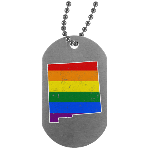 New Mexico Rainbow Flag LGBT Community Pride LGBT Shirts  UN4004 Silver Dog Tag