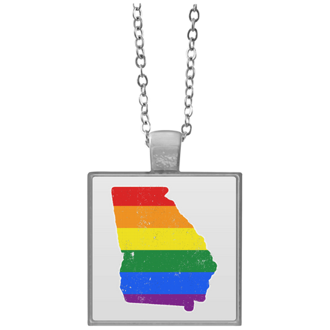 Georgia Rainbow Flag LGBT Community Pride LGBT Shirts  UN4684 Square Necklace