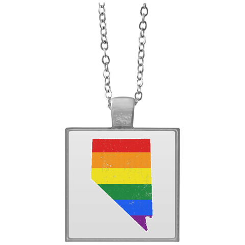 Nevada Rainbow Flag LGBT Community Pride LGBT Shirts  UN4684 Square Necklace