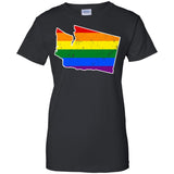 Washington Rainbow Flag LGBT Community Pride LGBT Shirts  G200L Gildan Ladies' 100% Cotton T-Shirt