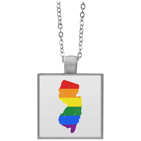 New Jersey Rainbow Flag LGBT Community Pride LGBT Shirts  UN4684 Square Necklace