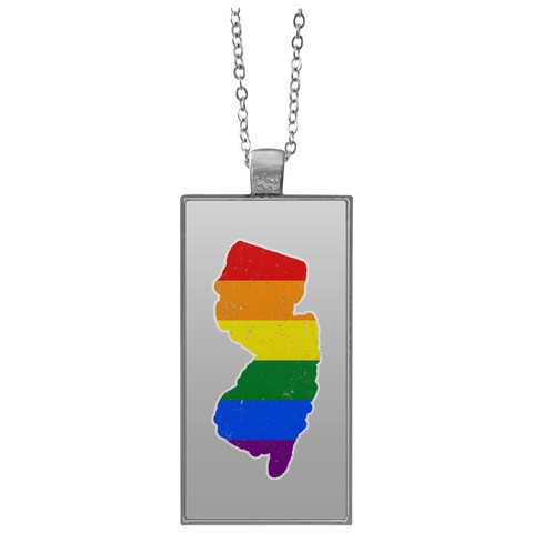 New Jersey Rainbow Flag LGBT Community Pride LGBT Shirts  UN4682 Rectangle Necklace