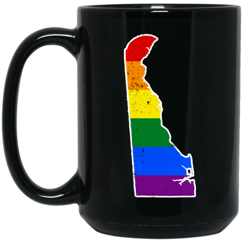 Delaware Rainbow Flag LGBT Community Pride LGBT Shirts  BM15OZ 15 oz. Black Mug