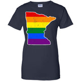 Minnesota Rainbow Flag LGBT Community Pride LGBT Shirts  G200L Gildan Ladies' 100% Cotton T-Shirt