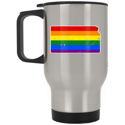 Kansas Rainbow Flag LGBT Community Pride LGBT Shirts  XP8400S Silver Stainless Travel Mug