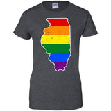 Illinois Rainbow Flag LGBT Community Pride LGBT Shirts  G200L Gildan Ladies' 100% Cotton T-Shirt