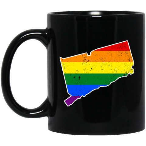 Connecticut Rainbow Flag LGBT Community Pride LGBT Shirts  BM11OZ 11 oz. Black Mug