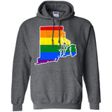 Rhode Island Rainbow Flag LGBT Community Pride LGBT Shirts  G185 Gildan Pullover Hoodie 8 oz.