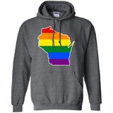 Wisconsin Rainbow Flag LGBT Community Pride LGBT Shirts  G185 Gildan Pullover Hoodie 8 oz.