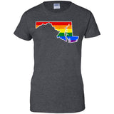 Maryland Rainbow Flag LGBT Community Pride LGBT Shirts  G200L Gildan Ladies' 100% Cotton T-Shirt