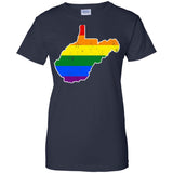 West Virginia Rainbow Flag LGBT Community Pride LGBT Shirts  G200L Gildan Ladies' 100% Cotton T-Shirt