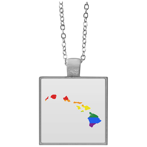 Hawaii Rainbow Flag LGBT Community Pride LGBT Shirts  UN4684 Square Necklace
