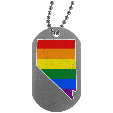 Nevada Rainbow Flag LGBT Community Pride LGBT Shirts  UN4004 Silver Dog Tag