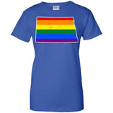 North Dakota Rainbow Flag LGBT Community Pride LGBT Shirts  G200L Gildan Ladies' 100% Cotton T-Shirt