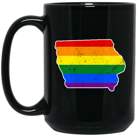 Iowa Rainbow Flag LGBT Community Pride LGBT Shirts  BM15OZ 15 oz. Black Mug