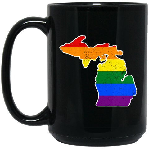 Michigan Rainbow Flag LGBT Community Pride LGBT Shirts  BM15OZ 15 oz. Black Mug