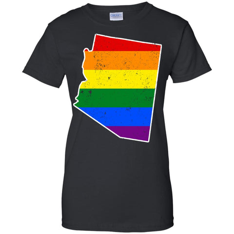 Arizona Rainbow Flag LGBT Community Pride LGBT Shirts  G200L Gildan Ladies' 100% Cotton T-Shirt