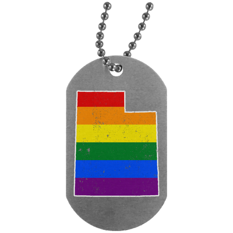 Utah Rainbow Flag LGBT Community Pride LGBT Shirts  UN4004 Silver Dog Tag