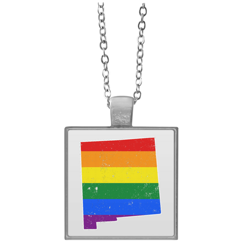 New Mexico Rainbow Flag LGBT Community Pride LGBT Shirts  UN4684 Square Necklace