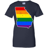 Georgia Rainbow Flag LGBT Community Pride LGBT Shirts  G200L Gildan Ladies' 100% Cotton T-Shirt