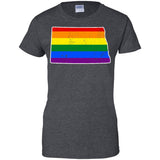 North Dakota Rainbow Flag LGBT Community Pride LGBT Shirts  G200L Gildan Ladies' 100% Cotton T-Shirt