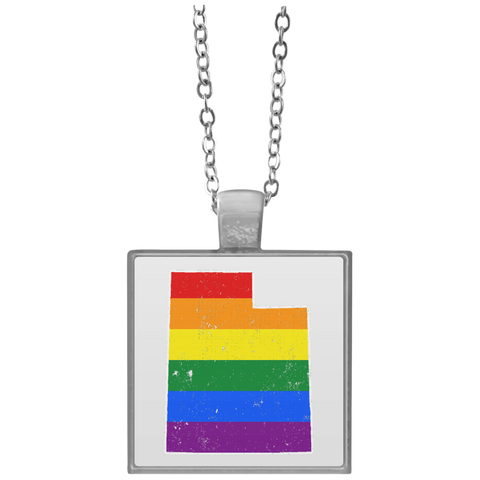 Utah Rainbow Flag LGBT Community Pride LGBT Shirts  UN4684 Square Necklace