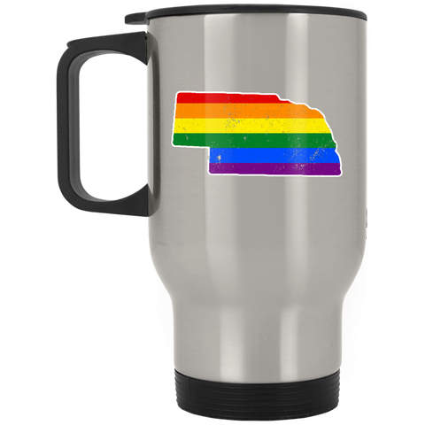 Nebraska Rainbow Flag LGBT Community Pride LGBT Shirts  XP8400S Silver Stainless Travel Mug
