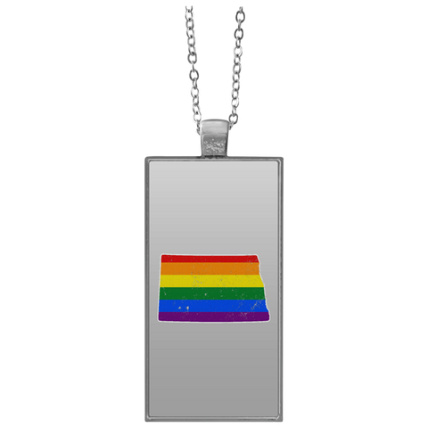 North Dakota Rainbow Flag LGBT Community Pride LGBT Shirts  UN4682 Rectangle Necklace