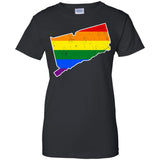 Connecticut Rainbow Flag LGBT Community Pride LGBT Shirts  G200L Gildan Ladies' 100% Cotton T-Shirt