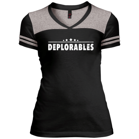 Deplorables Juniors Varsity V-Neck Tee - Shoppzee