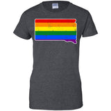 South Dakota Rainbow Flag LGBT Community Pride LGBT Shirts  G200L Gildan Ladies' 100% Cotton T-Shirt