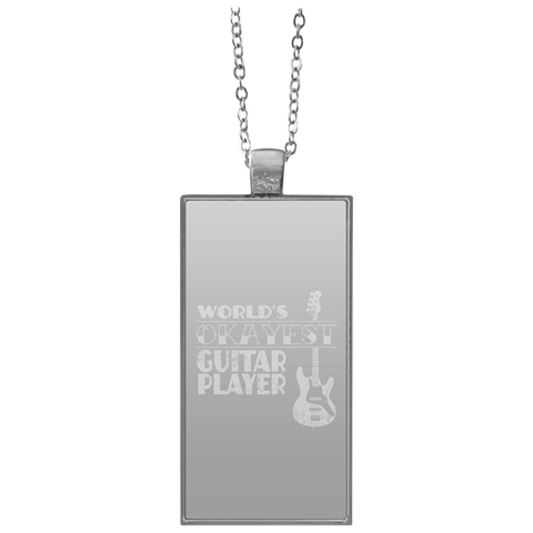 Worlds Okayest Guitar Player T Shirt Guitar Player Gift  UN4682 Rectangle Necklace