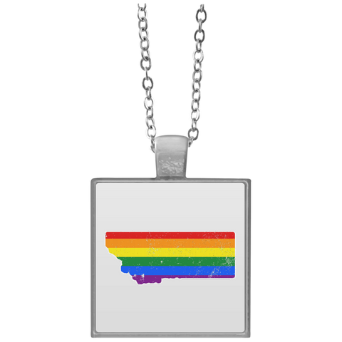 Montana Rainbow Flag LGBT Community Pride LGBT Shirts  UN4684 Square Necklace