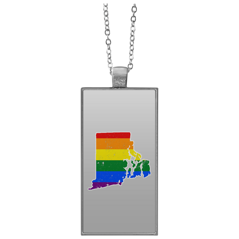 Rhode Island Rainbow Flag LGBT Community Pride LGBT Shirts  UN4682 Rectangle Necklace