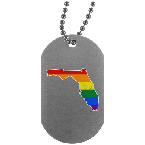 Florida Rainbow Flag LGBT Community Pride LGBT Shirts  UN4004 Silver Dog Tag
