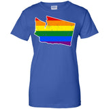 Washington Rainbow Flag LGBT Community Pride LGBT Shirts  G200L Gildan Ladies' 100% Cotton T-Shirt