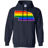 Nebraska Rainbow Flag LGBT Community Pride LGBT Shirts  G185 Gildan Pullover Hoodie 8 oz.