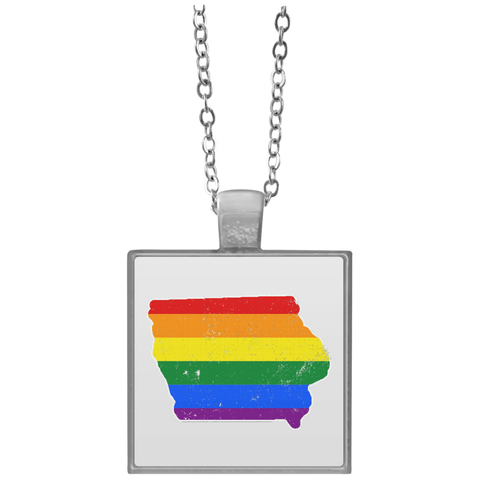 Iowa Rainbow Flag LGBT Community Pride LGBT Shirts  UN4684 Square Necklace