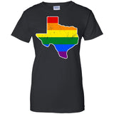 Texas Rainbow Flag LGBT Community Pride LGBT Shirts  G200L Gildan Ladies' 100% Cotton T-Shirt