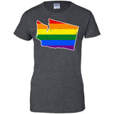 Washington Rainbow Flag LGBT Community Pride LGBT Shirts  G200L Gildan Ladies' 100% Cotton T-Shirt