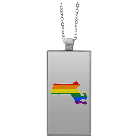 Massachusetts Rainbow Flag LGBT Community Pride LGBT Shirt  UN4682 Rectangle Necklace