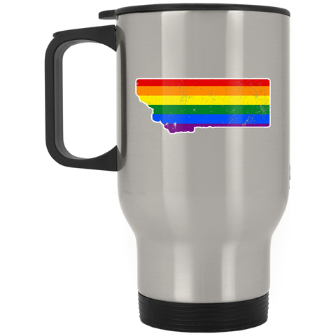 Montana Rainbow Flag LGBT Community Pride LGBT Shirts  XP8400S Silver Stainless Travel Mug