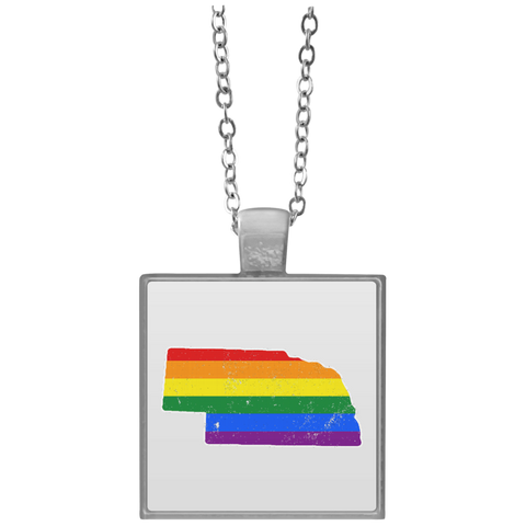 Nebraska Rainbow Flag LGBT Community Pride LGBT Shirts  UN4684 Square Necklace
