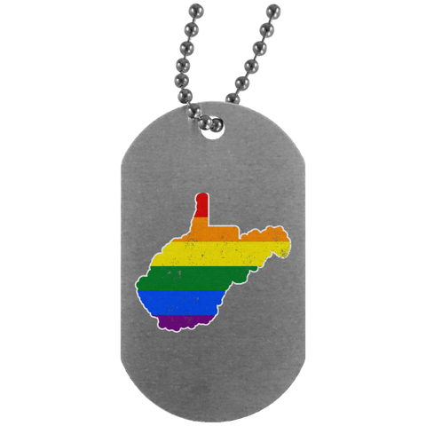 West Virginia Rainbow Flag LGBT Community Pride LGBT Shirts  UN4004 Silver Dog Tag