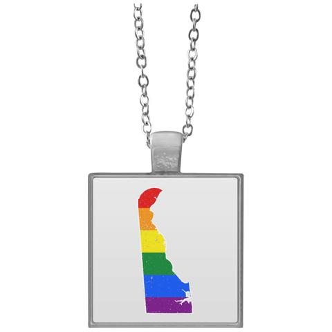 Delaware Rainbow Flag LGBT Community Pride LGBT Shirts  UN4684 Square Necklace