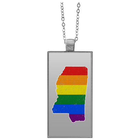 Mississippi Rainbow Flag LGBT Community Pride LGBT Shirts  UN4682 Rectangle Necklace
