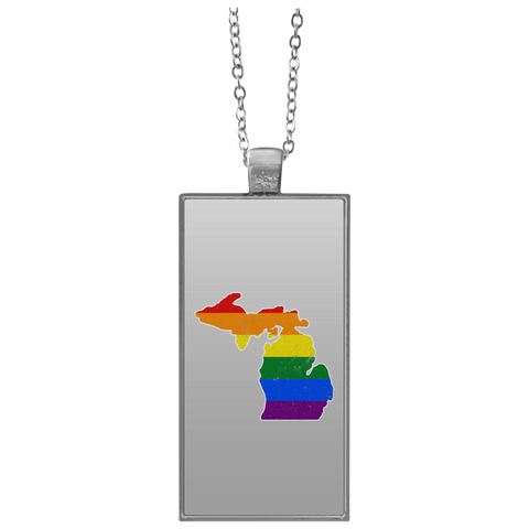 Michigan Rainbow Flag LGBT Community Pride LGBT Shirts  UN4682 Rectangle Necklace