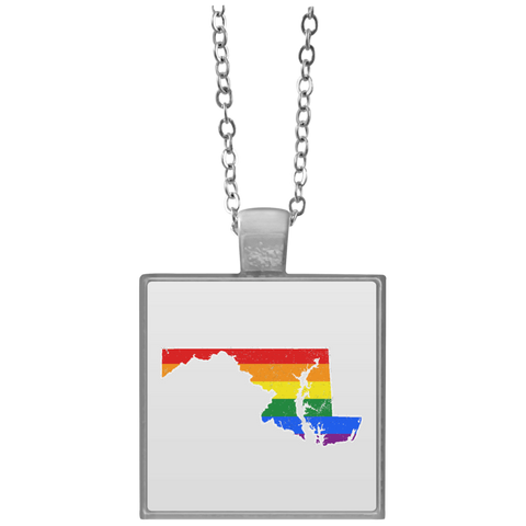 Maryland Rainbow Flag LGBT Community Pride LGBT Shirts  UN4684 Square Necklace